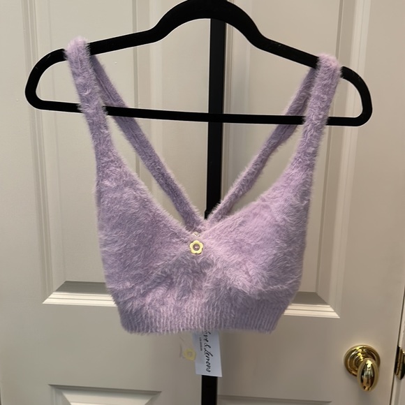 FOR LOVE & LEMONS Lilac Fuzzy Cropped Tank Top - Picture 2 of 15